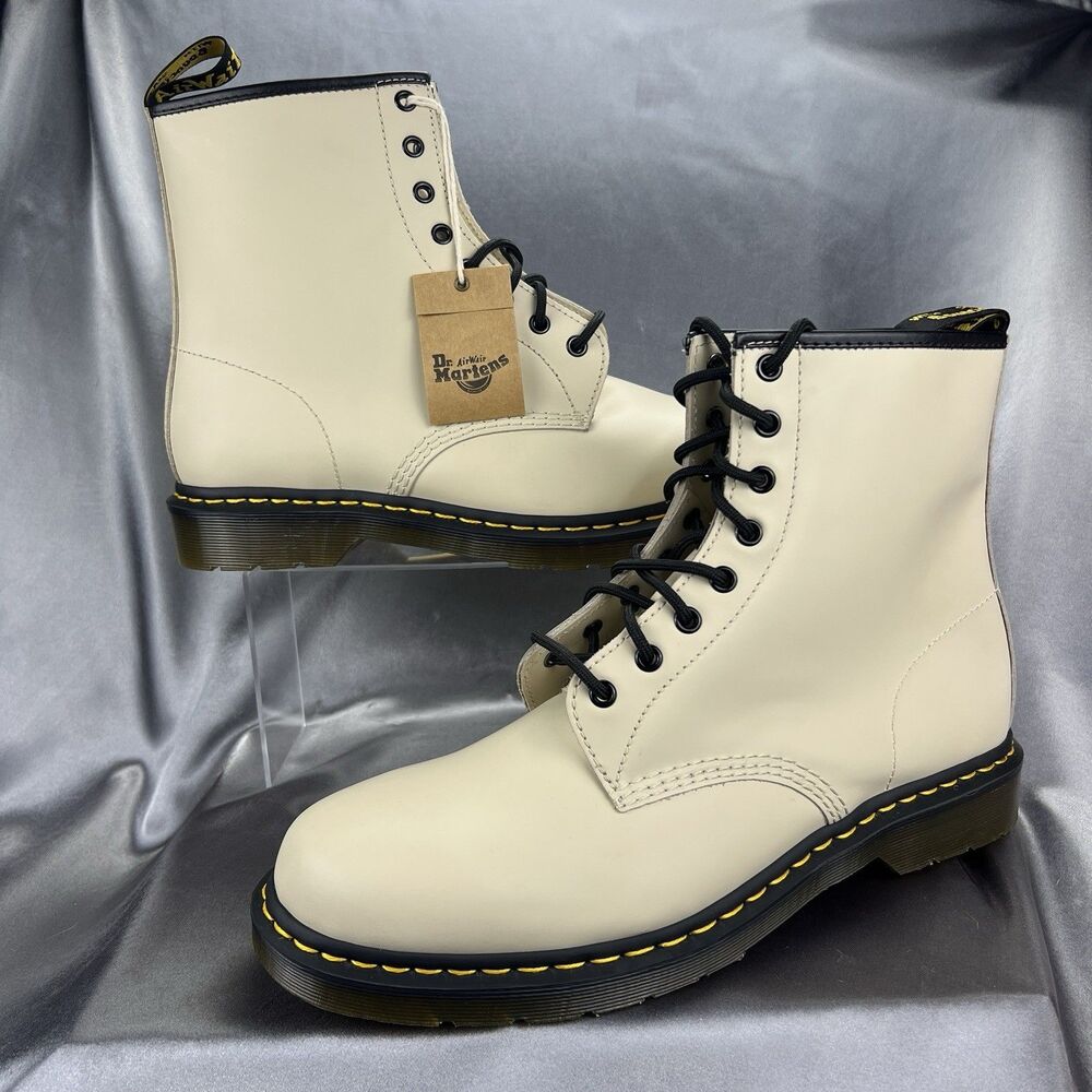 DR. Martens 1460 Boots Men's 14 Cream Combat Smooth‎ Leather 31008 90's Grunge
